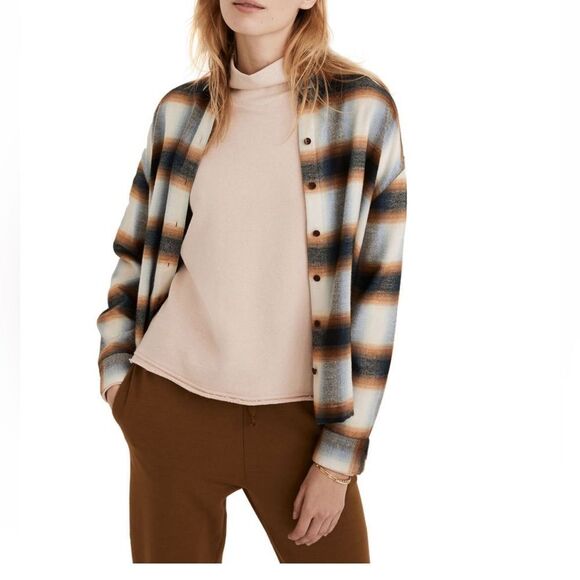 MADEWELL Flannel Westlake Plaid Shirt, Button Down, Medium (6/8) Brown/Black NWT - Picture 1 of 8